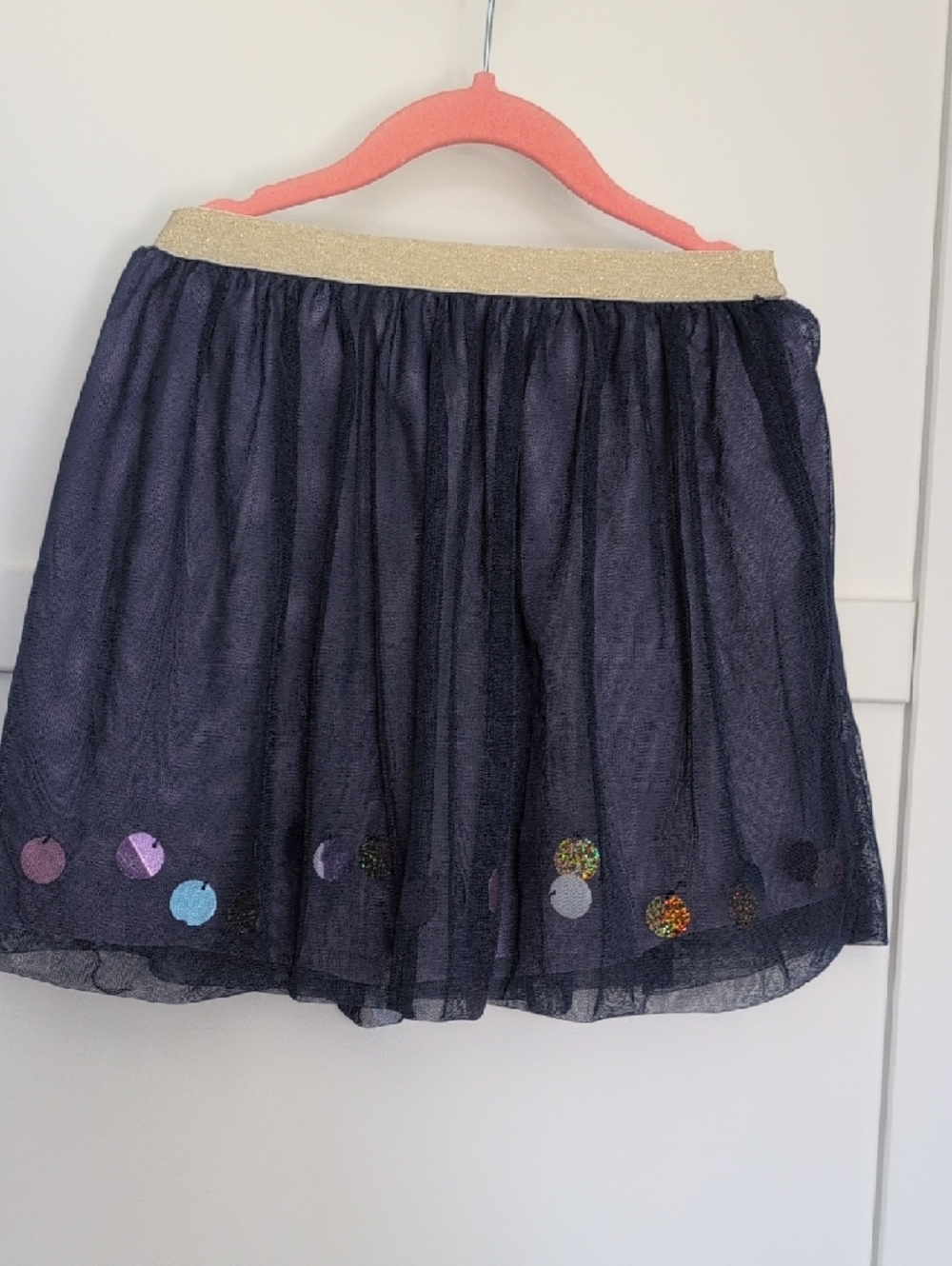 Girls Carter's Navy Tulle Skirt with Gold Elastic Waistband